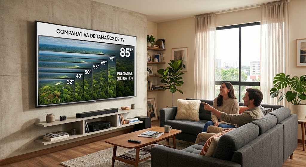 Smart TV 43″ vs 50″ vs 55″: qué tamaño elegir según tu living
